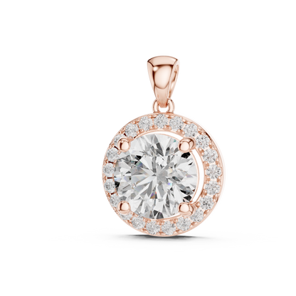 Brilliant Round Diamond Halo Pendant Necklace