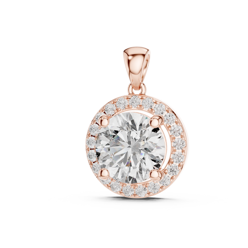 Brilliant Round Diamond Halo Pendant Necklace