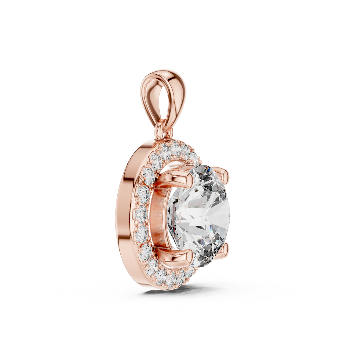 Brilliant Round Diamond Halo Pendant Necklace