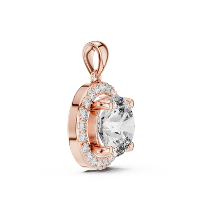 Brilliant Round Diamond Halo Pendant Necklace