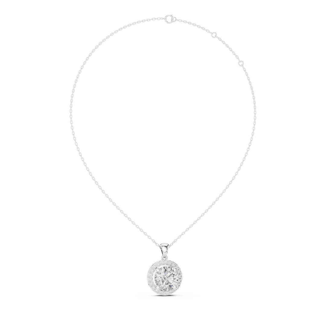 Brilliant Round Diamond Halo Pendant Necklace