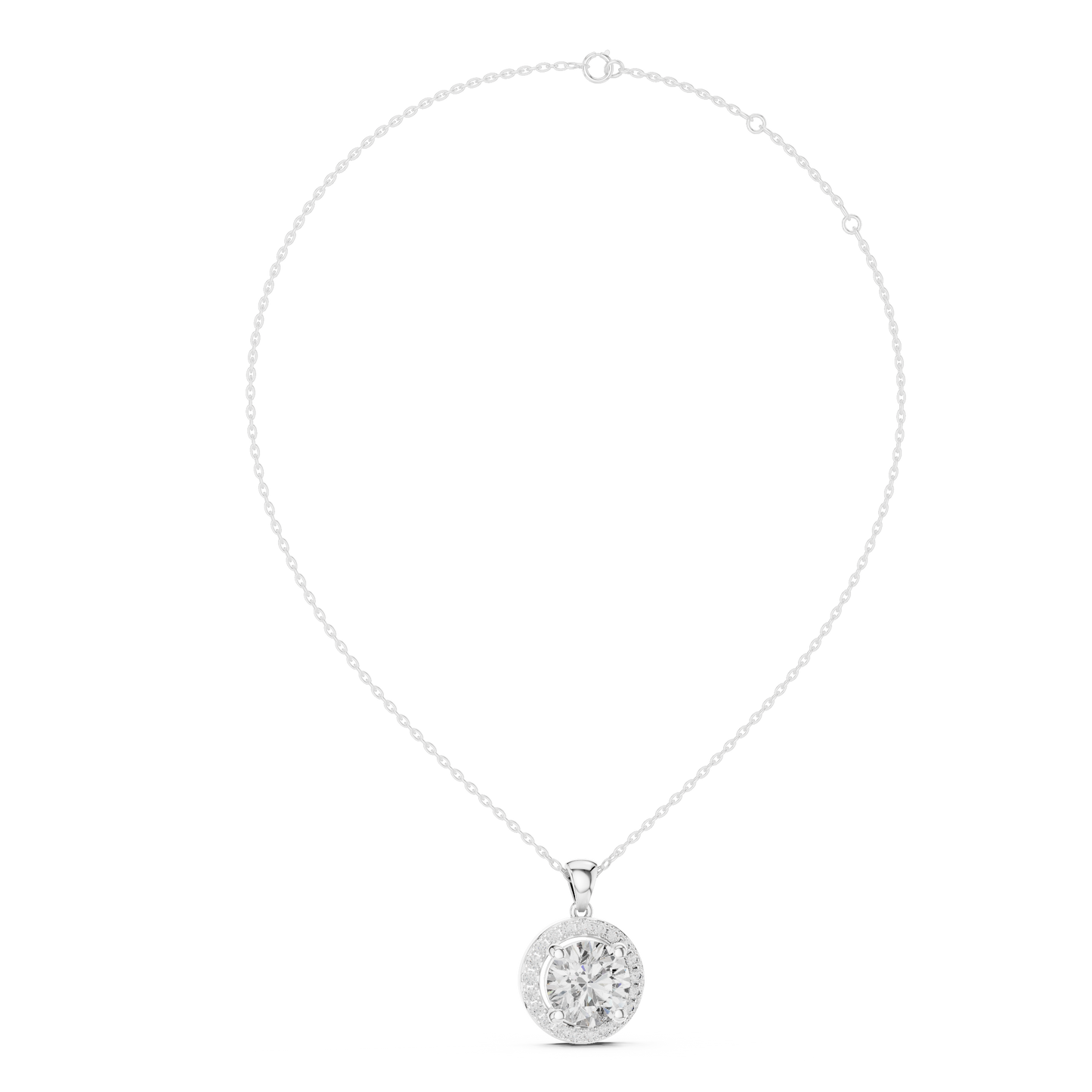 Brilliant Round Diamond Halo Pendant Necklace