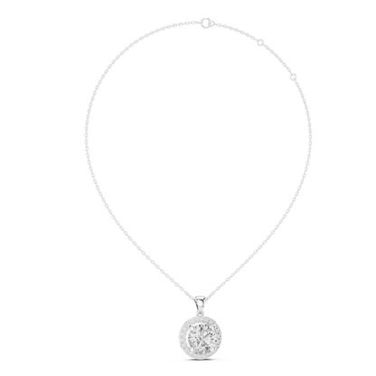 Brilliant Round Diamond Halo Pendant Necklace