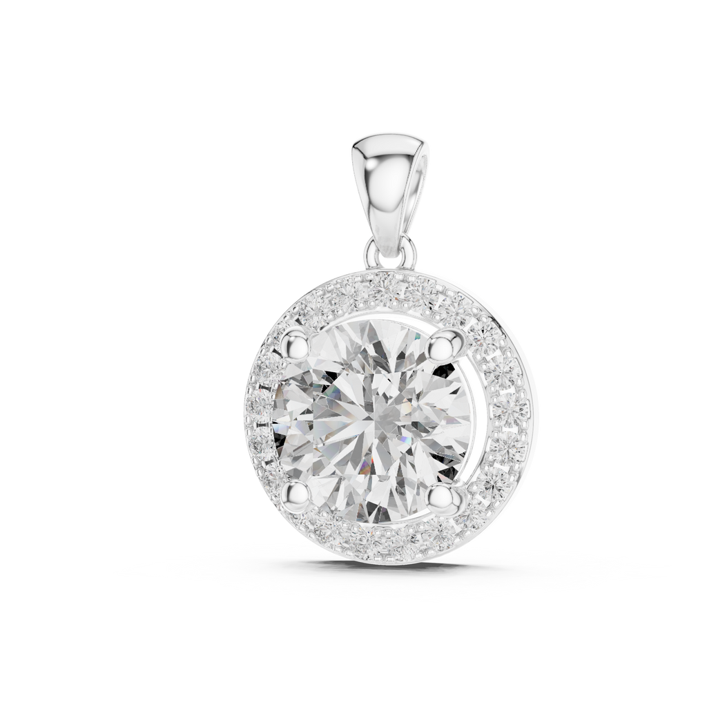 Brilliant Round Diamond Halo Pendant Necklace