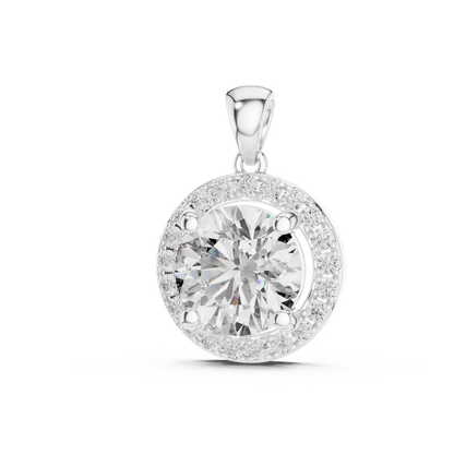 Brilliant Round Diamond Halo Pendant Necklace