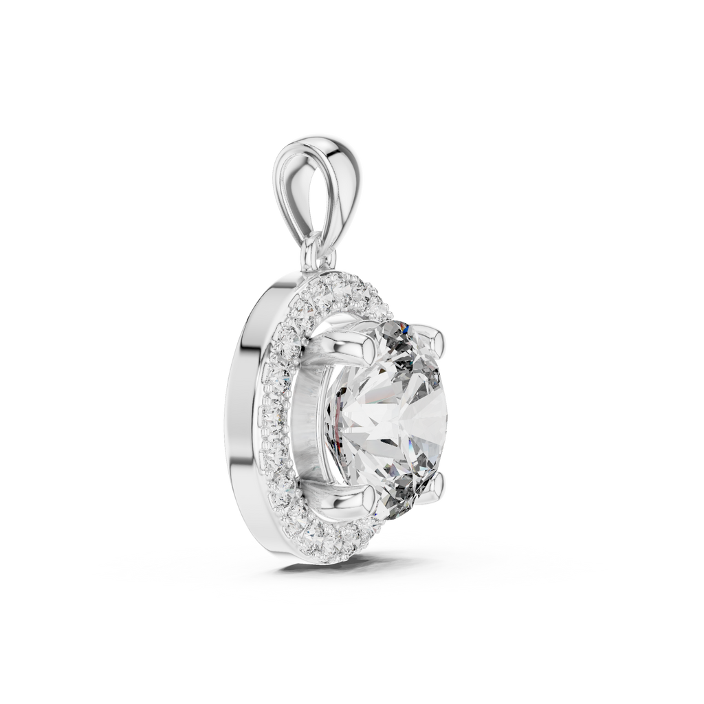 Brilliant Round Diamond Halo Pendant Necklace