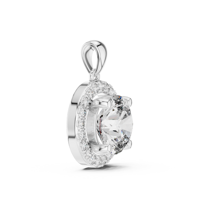 Brilliant Round Diamond Halo Pendant Necklace