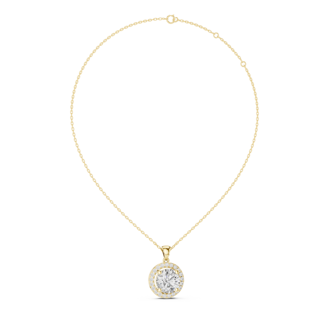 Brilliant Round Diamond Halo Pendant Necklace