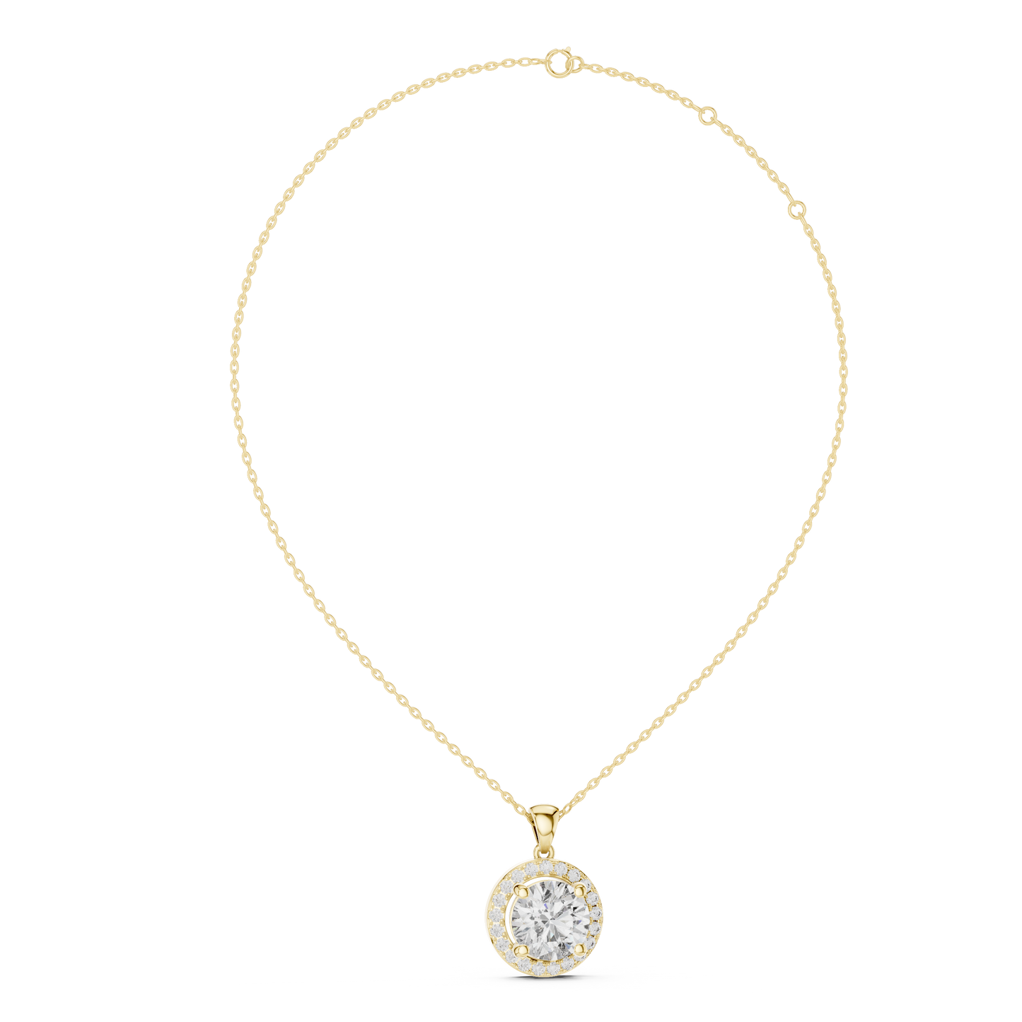 Brilliant Round Diamond Halo Pendant Necklace