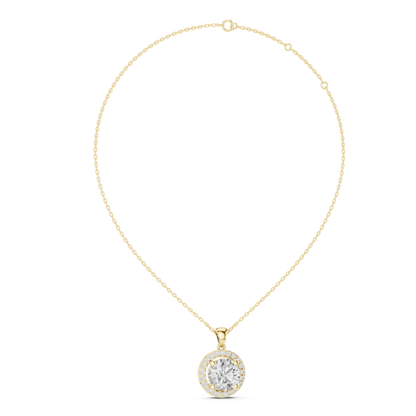Brilliant Round Diamond Halo Pendant Necklace
