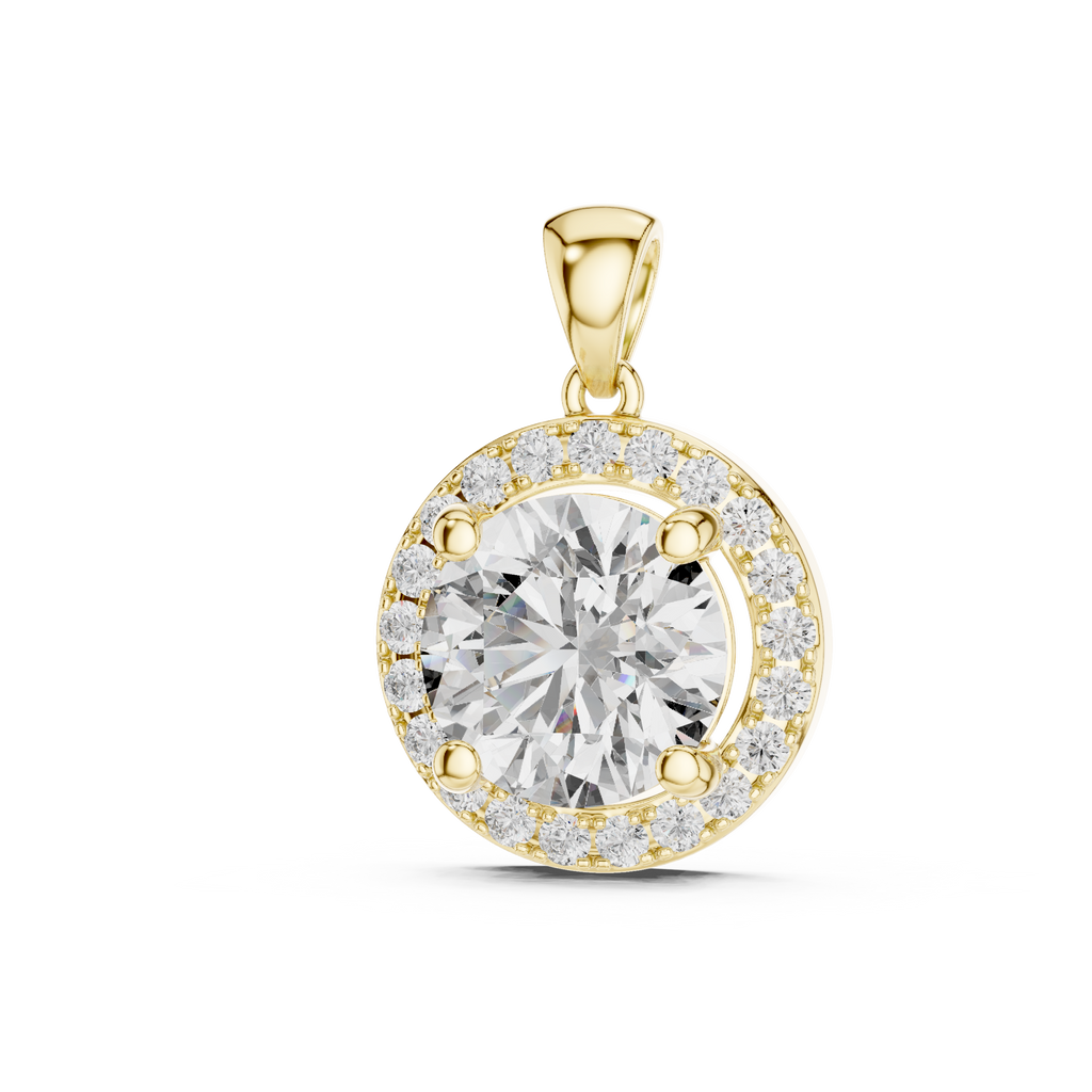 Brilliant Round Diamond Halo Pendant Necklace