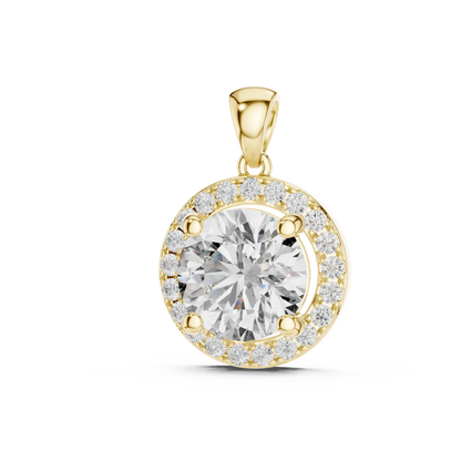 Brilliant Round Diamond Halo Pendant Necklace
