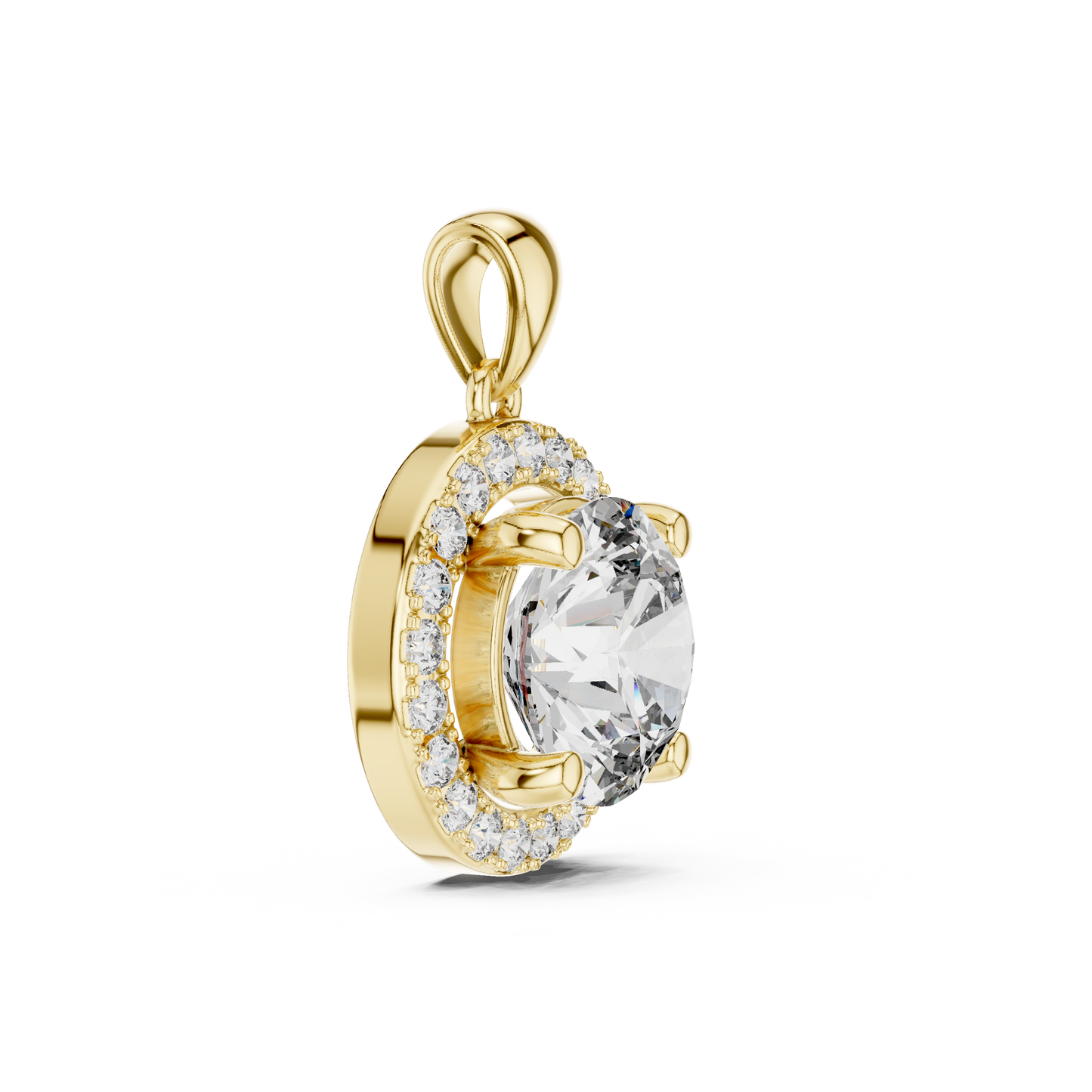 Brilliant Round Diamond Halo Pendant Necklace
