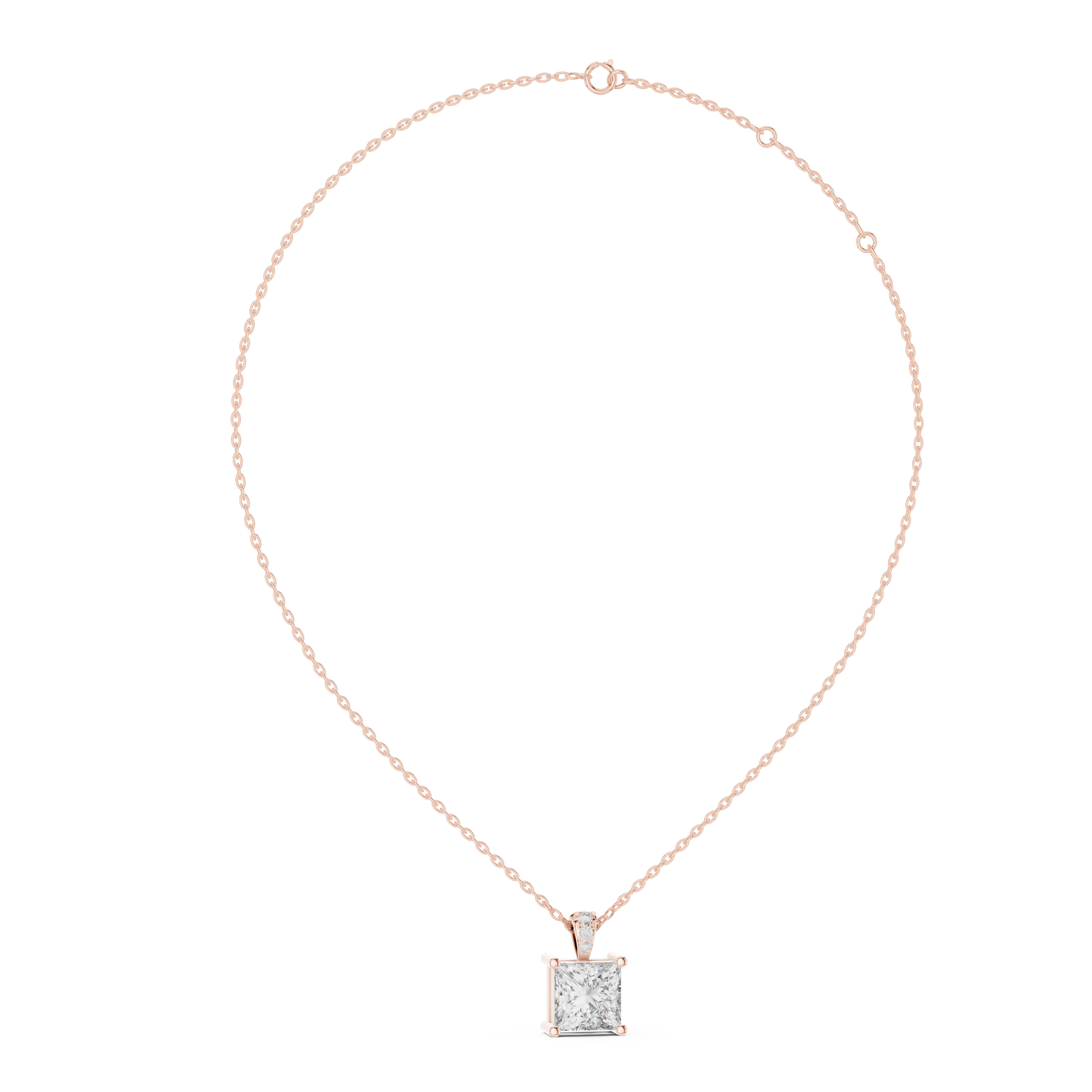 Elegant Princess Cut Solitaire Diamond Pendant