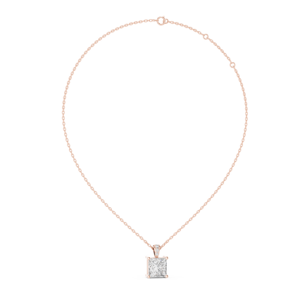 Elegant Princess Cut Solitaire Diamond Pendant