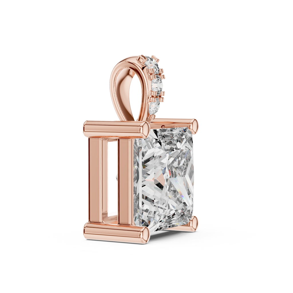 Elegant Princess Cut Solitaire Diamond Pendant