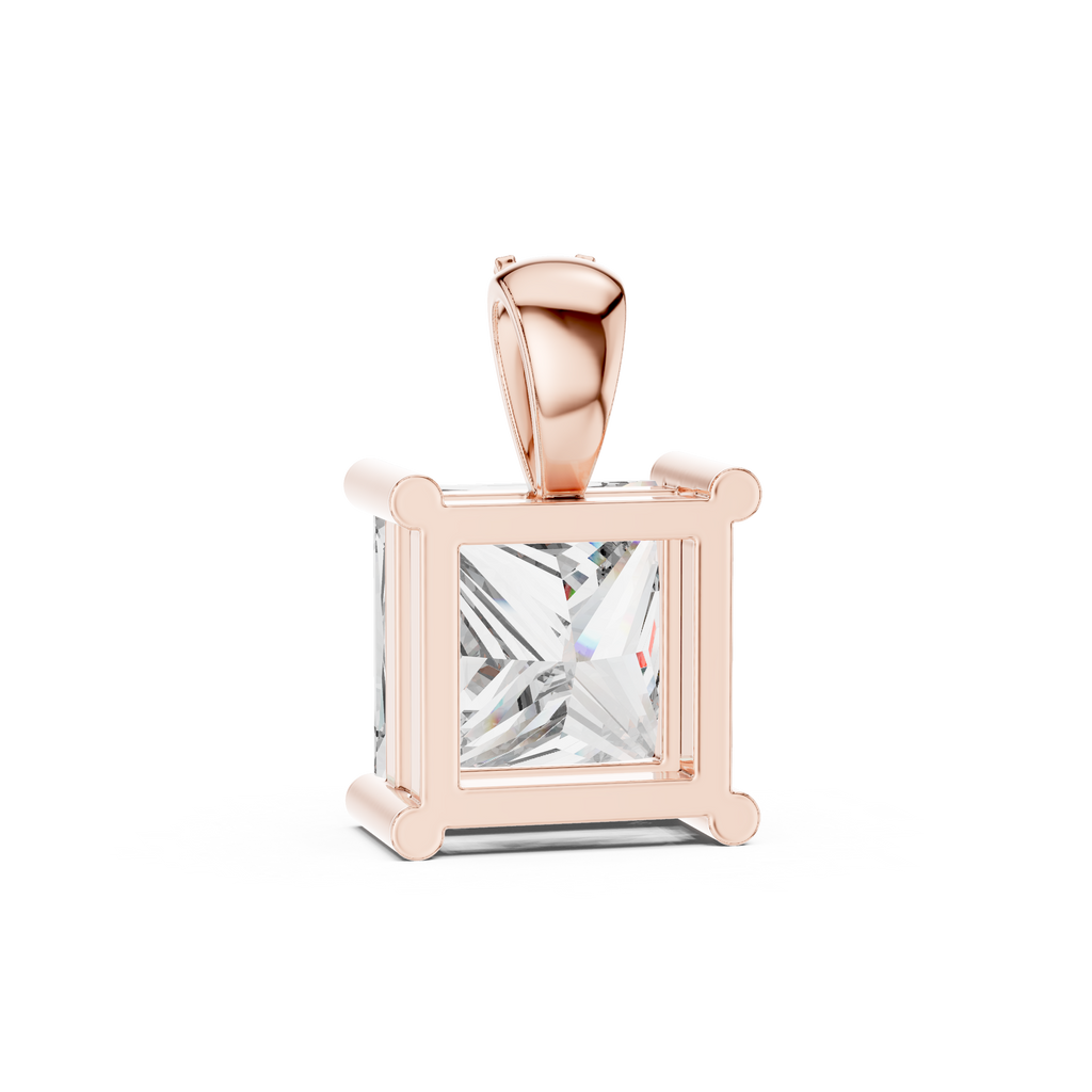 Elegant Princess Cut Solitaire Diamond Pendant