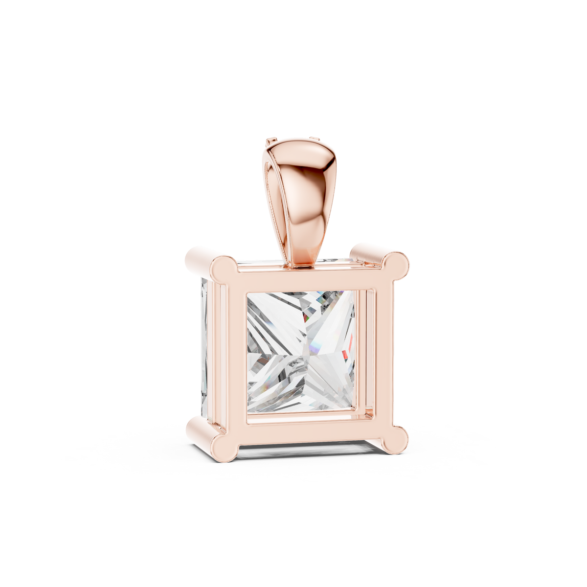 Elegant Princess Cut Solitaire Diamond Pendant