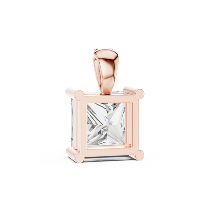 Elegant Princess Cut Solitaire Diamond Pendant