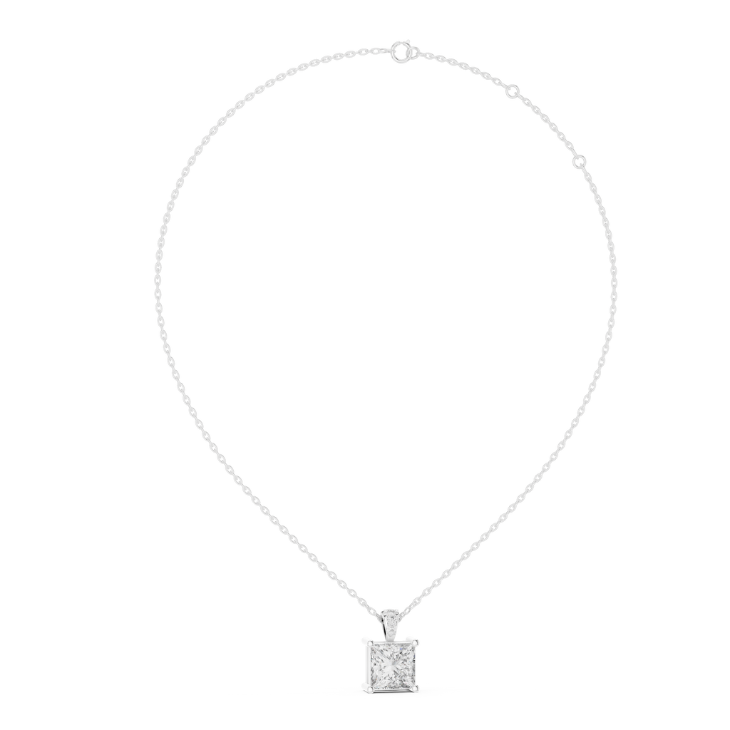Elegant Princess Cut Solitaire Diamond Pendant
