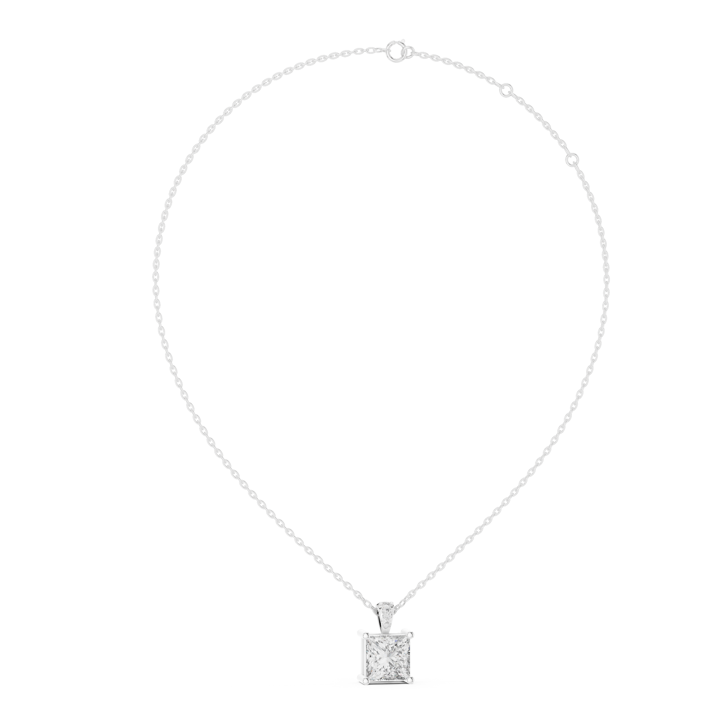 Elegant Princess Cut Solitaire Diamond Pendant