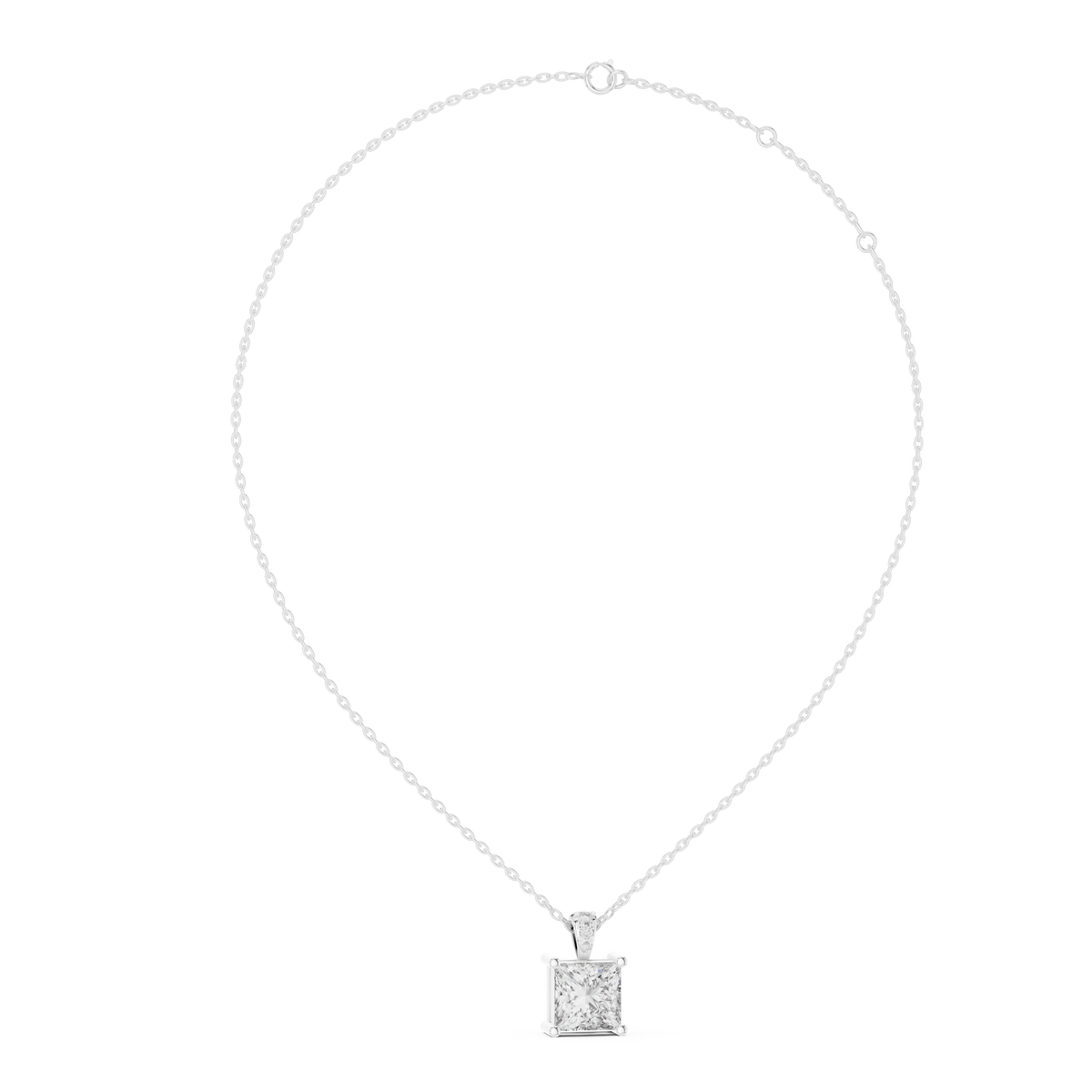 Elegant Princess Cut Solitaire Diamond Pendant