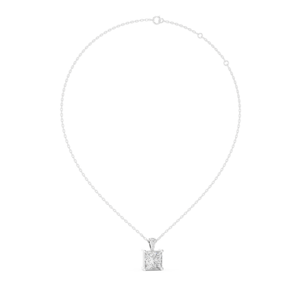 Elegant Princess Cut Solitaire Diamond Pendant