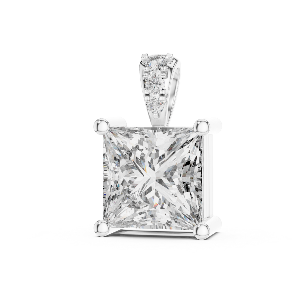 Elegant Princess Cut Solitaire Diamond Pendant