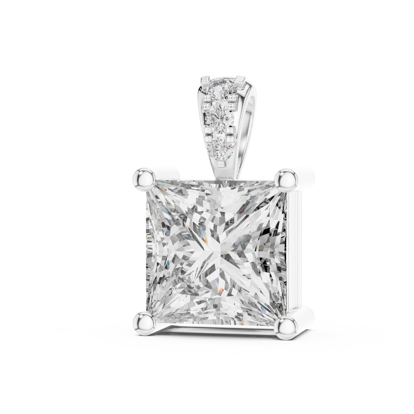 Elegant Princess Cut Solitaire Diamond Pendant