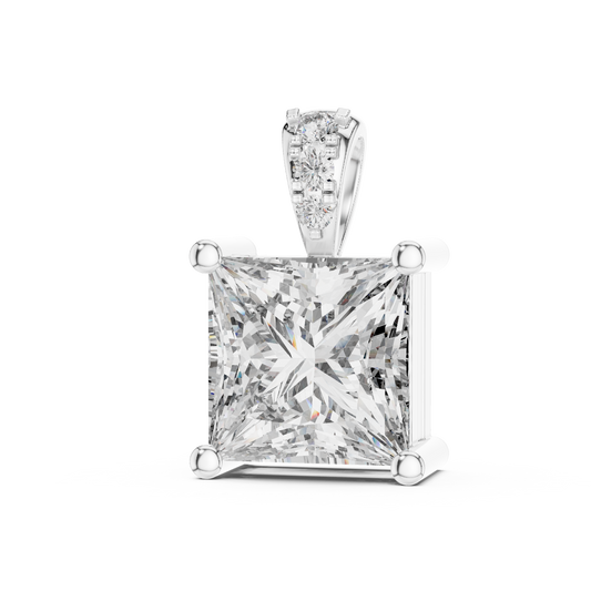 Elegant Princess Cut Solitaire Diamond Pendant
