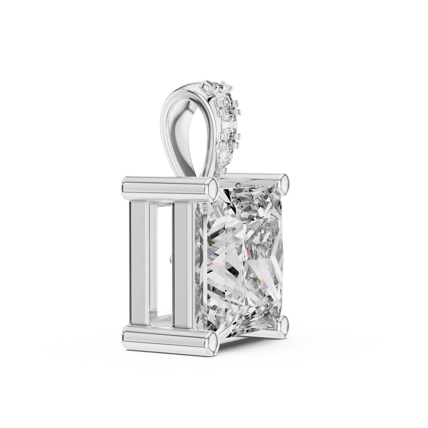 Elegant Princess Cut Solitaire Diamond Pendant
