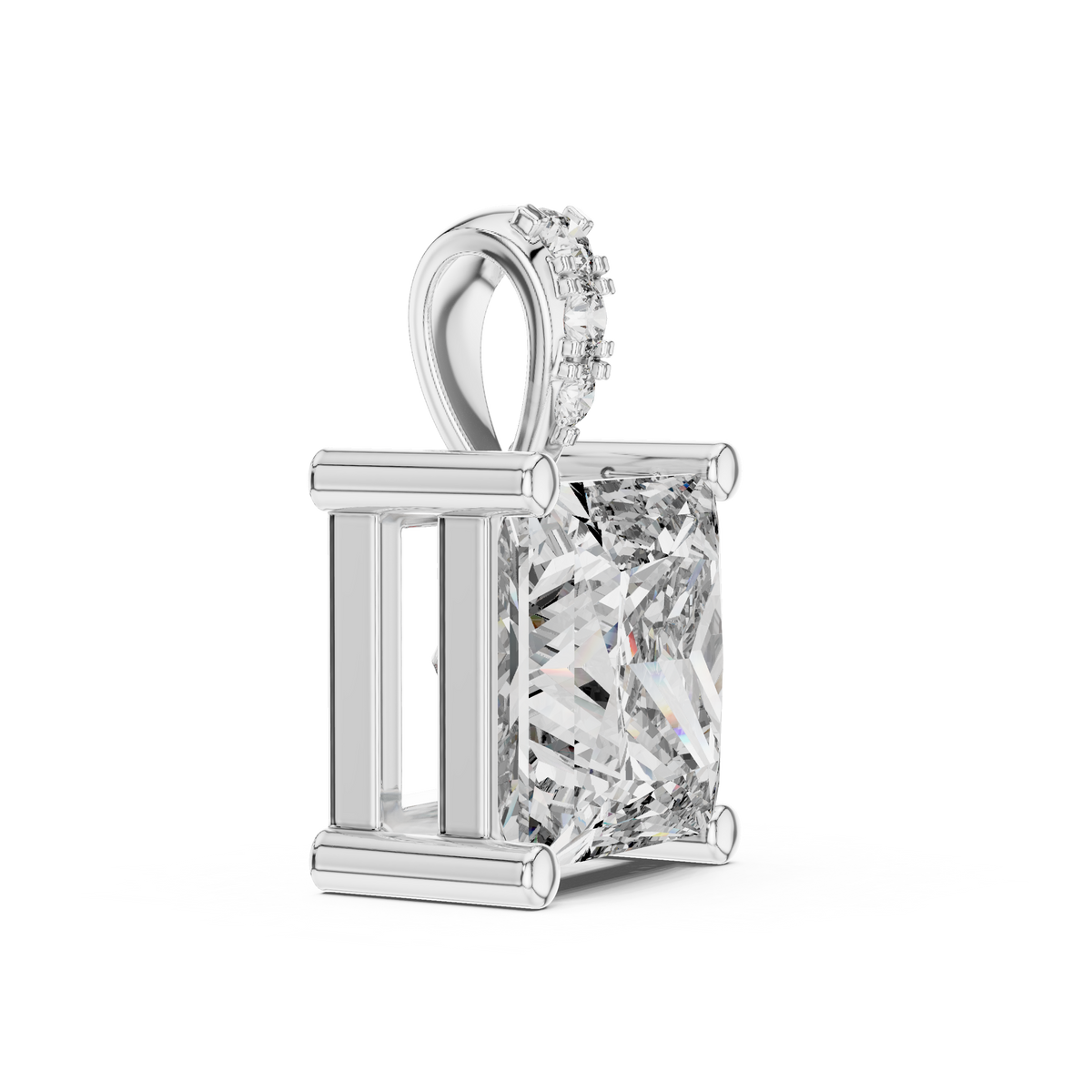 Elegant Princess Cut Solitaire Diamond Pendant