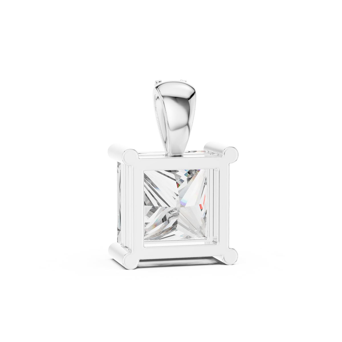 Elegant Princess Cut Solitaire Diamond Pendant