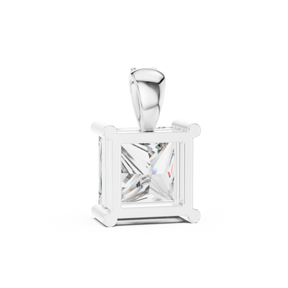 Elegant Princess Cut Solitaire Diamond Pendant