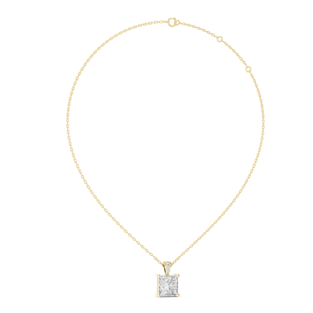 Elegant Princess Cut Solitaire Diamond Pendant