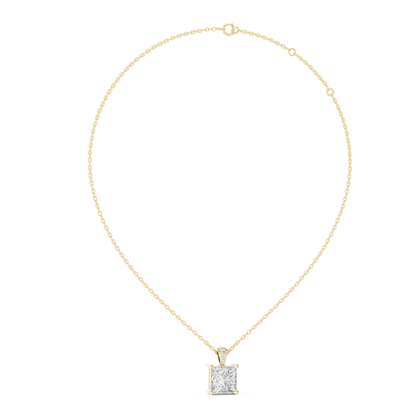 Elegant Princess Cut Solitaire Diamond Pendant