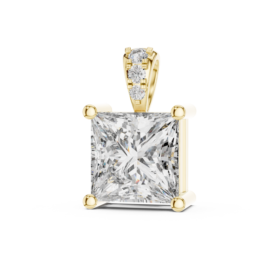 Elegant Princess Cut Solitaire Diamond Pendant