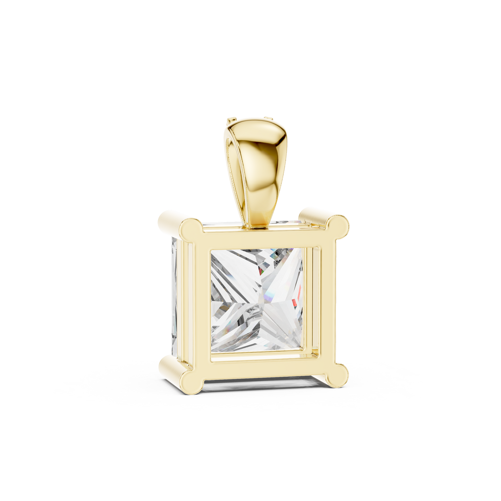 Elegant Princess Cut Solitaire Diamond Pendant