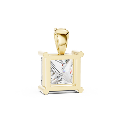 Elegant Princess Cut Solitaire Diamond Pendant