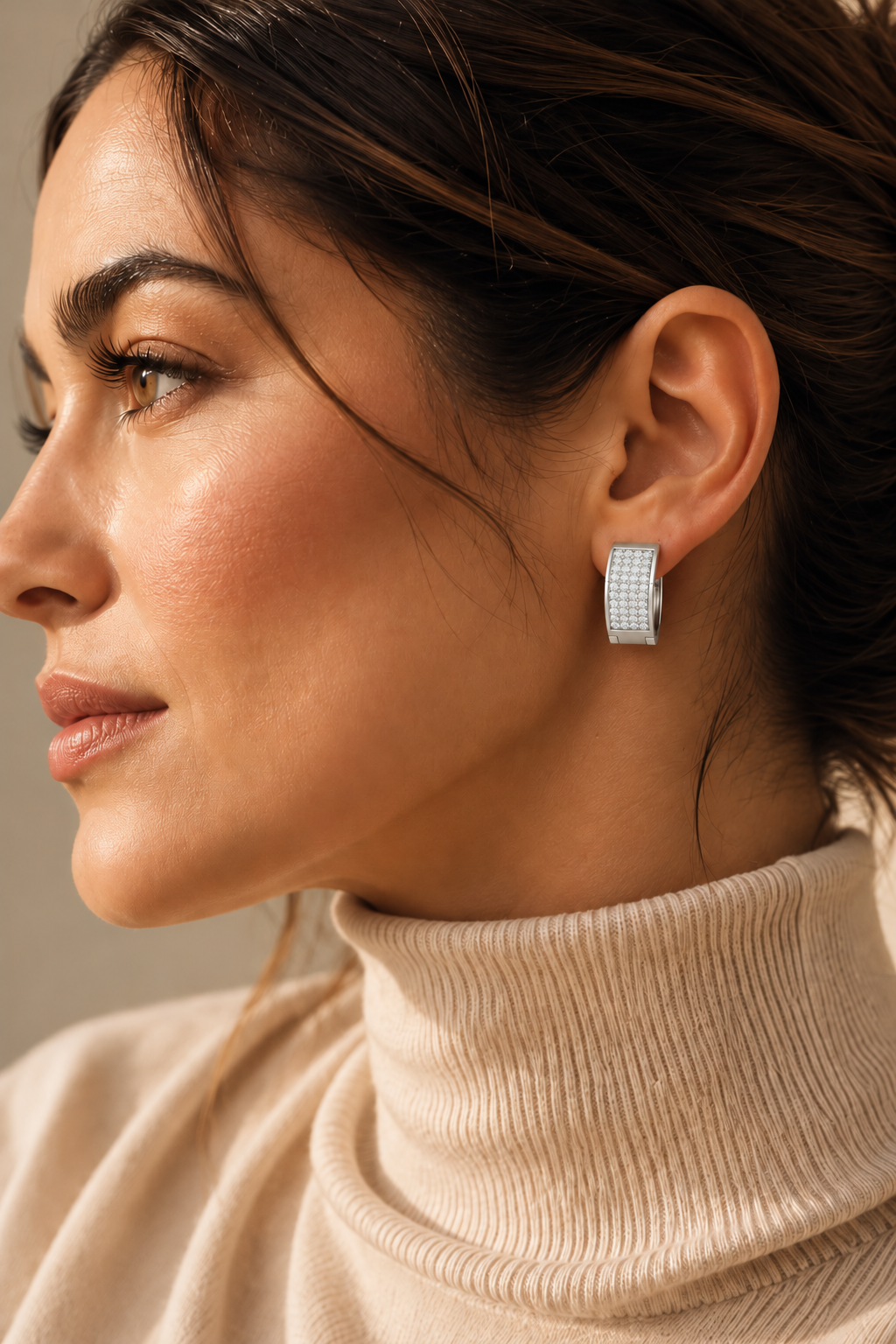 Varelle Rectangular Pavé Lab Grown Diamond Hoop Earrings