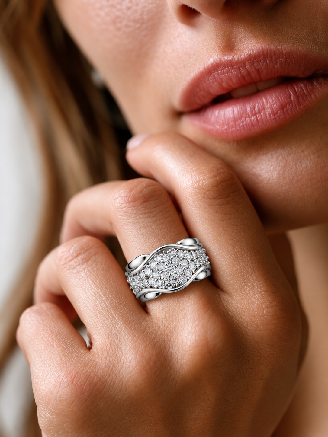 Celestine Wave Pavé Lab Grown Diamond Ring