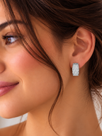 Valerisse Rectangular Pavé Lab Grown Diamond Hoop Earrings