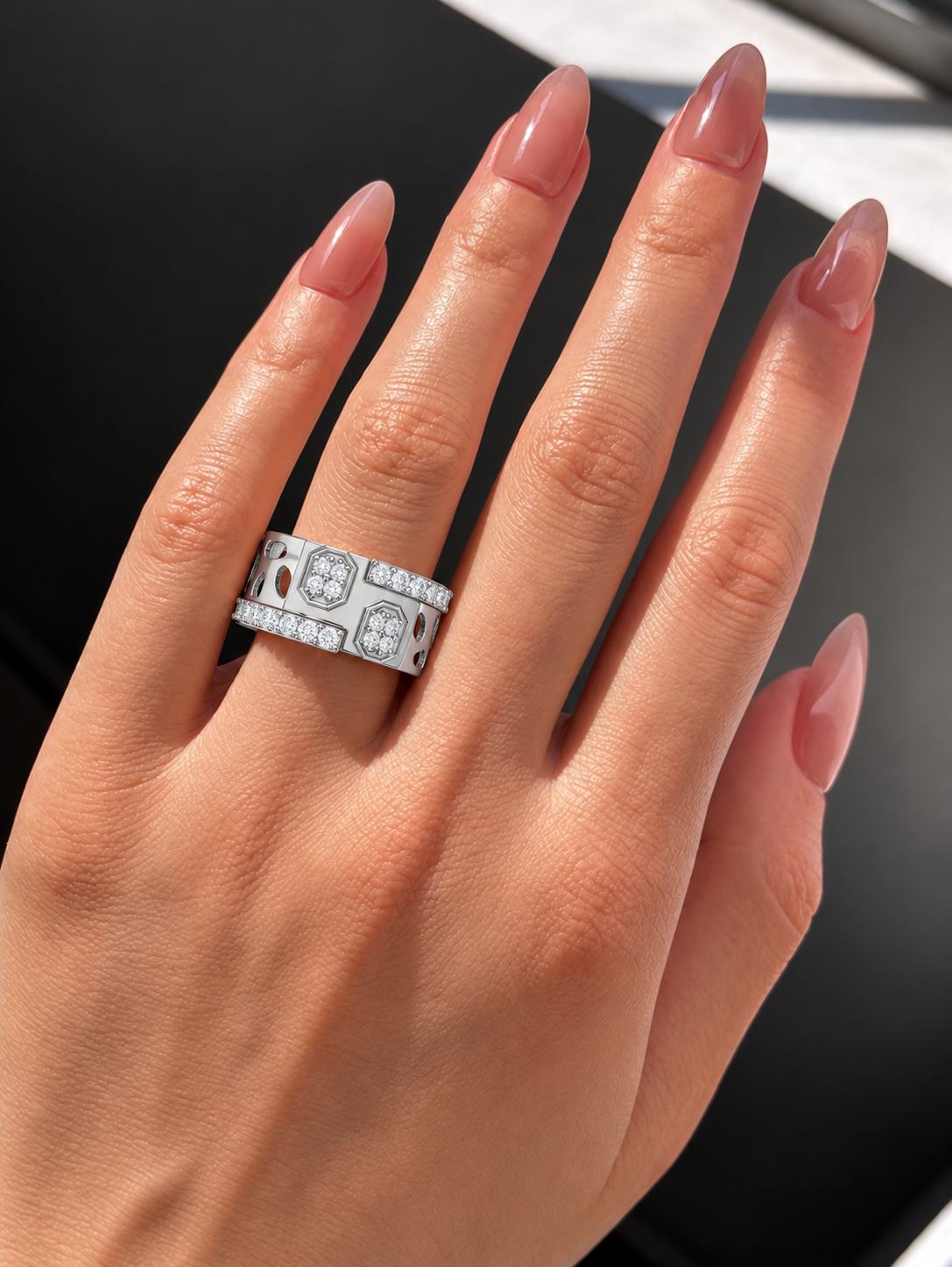 Octavelle Geometric Pavé Lab Grown Diamond Band Ring