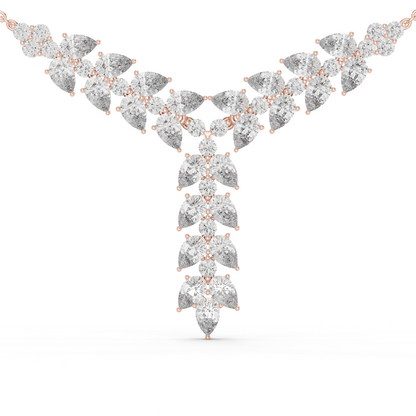 Diamond Drop Necklace with  Stones