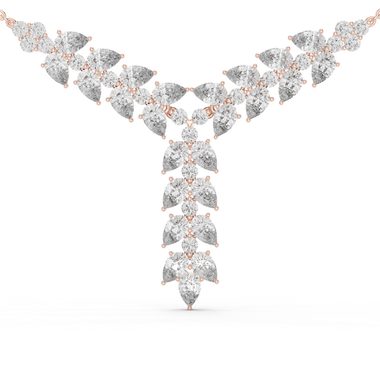 Diamond Drop Necklace with  Stones