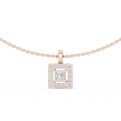 Luxury Square Diamond Halo Necklace for Women