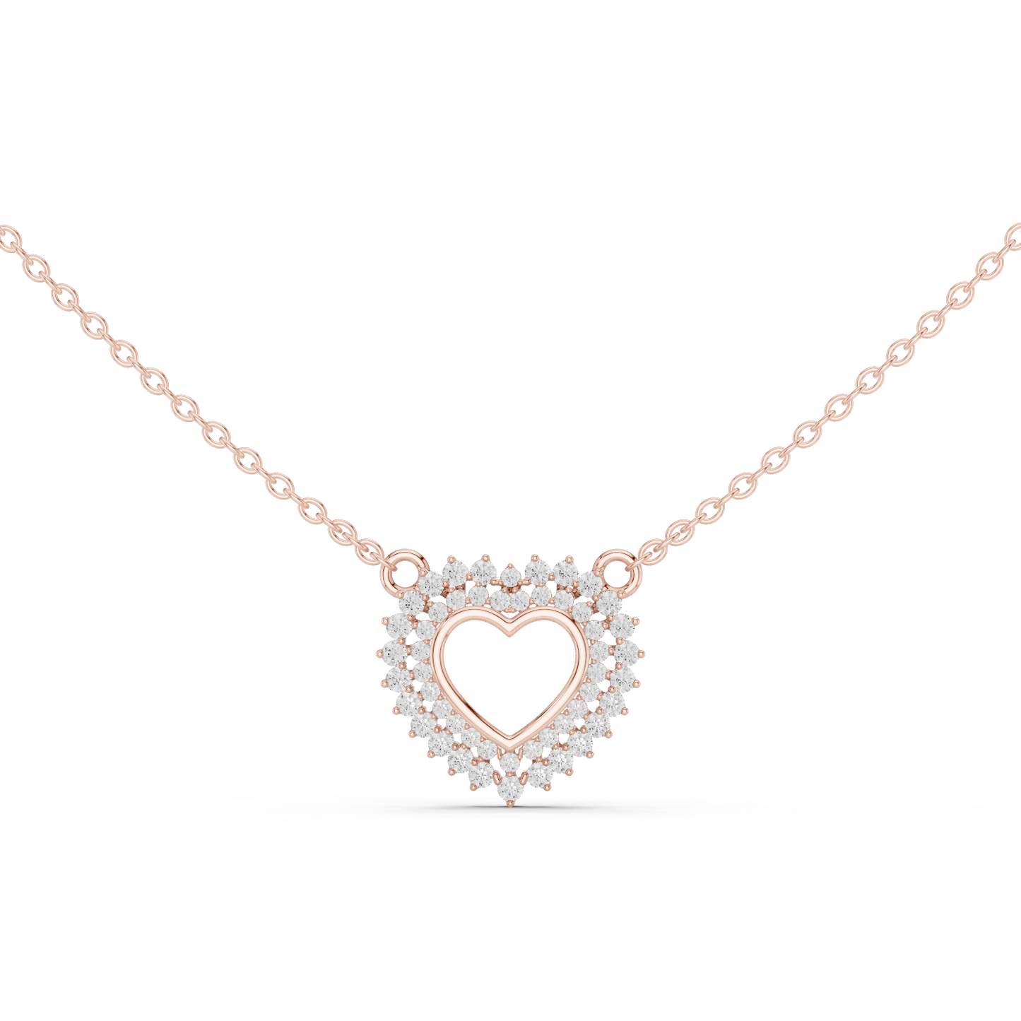 Luxury Rose Gold Heart Necklace with Sparkling Diamonds