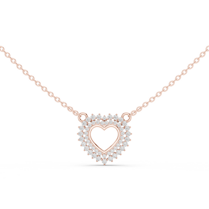 Luxury Rose Gold Heart Necklace with Sparkling Diamonds