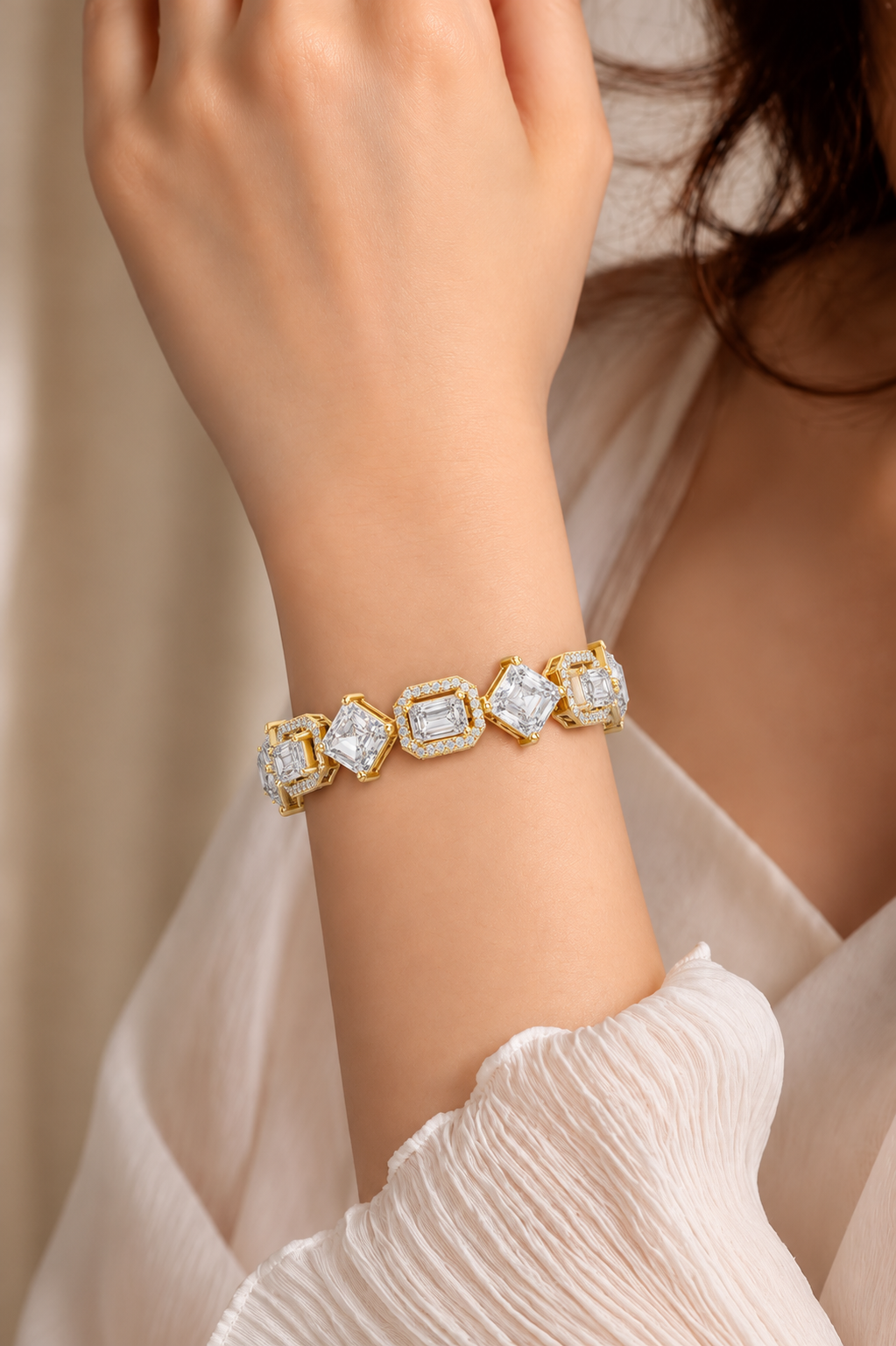 Harlequina Asscher & Emerald Cut Art Deco Lab Grown Diamond Bracelet