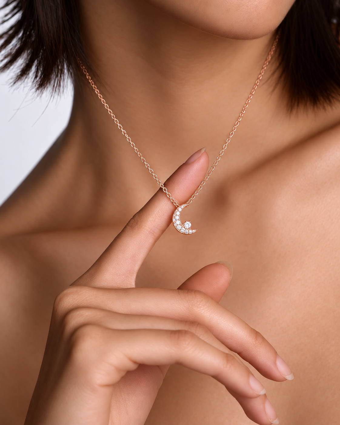 Celestine Crescent Pavé Lab Grown Diamond Pendant